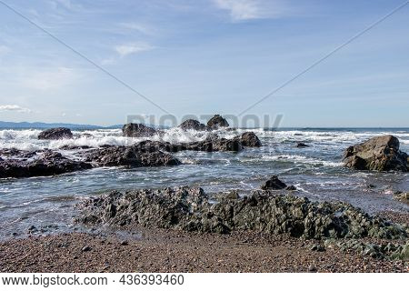 Waves And Rocks On The Coast At Sombrio Beach, Port Renfrew, British Columbia, Canada