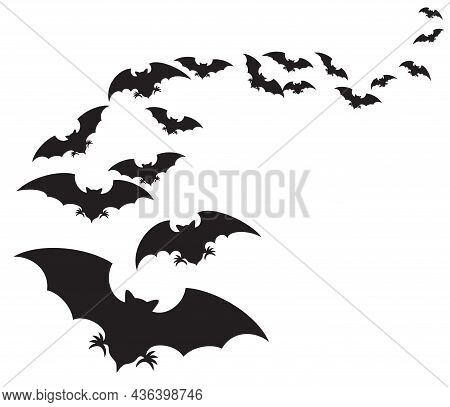 Set Of Bats Flying Icon, Vector Illustration