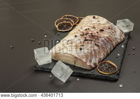 Raw Pollock (pollachius Virens) Fillet. Frozen Fish For Healthy Food Lifestyle