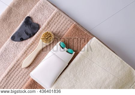 Lifting Cream In A Tube With A Massage Roller Nozzle, Brush Made Of Natural Bristles And Gouache Mad