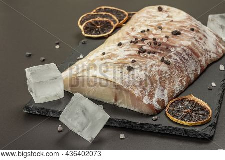 Raw Pollock (pollachius Virens) Fillet. Frozen Fish For Healthy Food Lifestyle