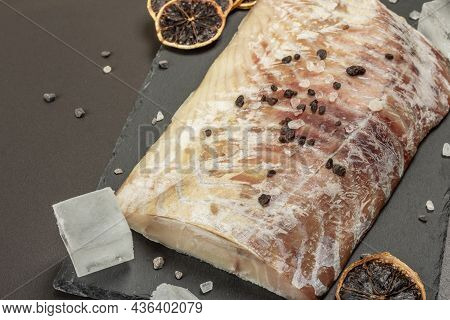 Raw Pollock (pollachius Virens) Fillet. Frozen Fish For Healthy Food Lifestyle
