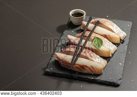 Raw Pollock (pollachius Virens) Pieces. Fresh Fish For Healthy Food Lifestyle