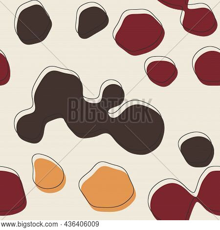 Seamless Abstract Organic Blog Shapes In Various Colors With Offset Outline Surface Pattern Design F