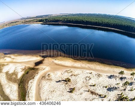 Aerial View Of Lake And Dunes
