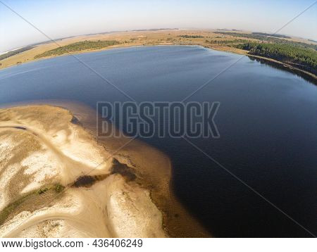 Aerial View Of Lake And Dunes