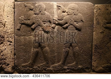 Ankara, Turkey - July 30, 2021: Old Carving In Museum Of Anatolian Civilizations, Ankara City, Turke