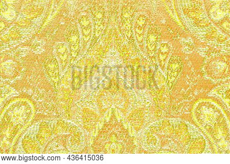 Abstract Background With Indian Motifs Of Yellow Brown White And Green Colors