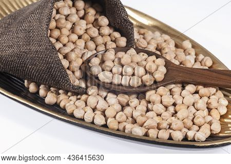 Cicer Arietinum - Raw Grains Of Chickpea; Legume With Important Culinary And Nutritional Qualities