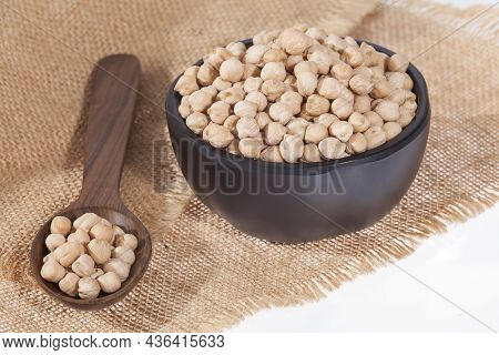 Cicer Arietinum - Raw Grains Of Chickpea; Legume With Important Culinary And Nutritional Qualities