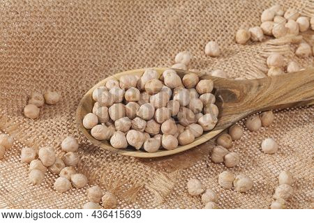 Cicer Arietinum - Raw Grains Of Chickpea; Legume With Important Culinary And Nutritional Qualities