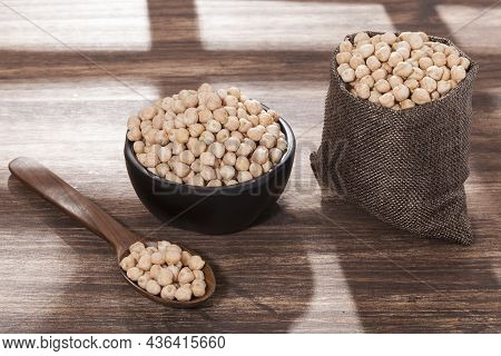 Cicer Arietinum - Raw Grains Of Chickpea; Legume With Important Culinary And Nutritional Qualities