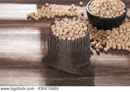 Cicer Arietinum - Raw Grains Of Chickpea; Legume With Important Culinary And Nutritional Qualities