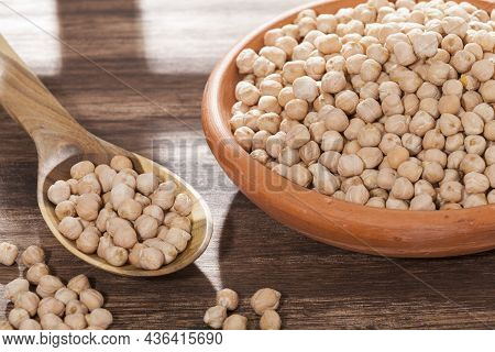 Cicer Arietinum - Raw Grains Of Chickpea; Legume With Important Culinary And Nutritional Qualities