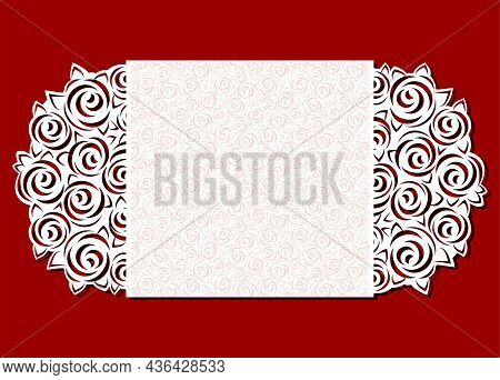 Laser Cut Rose Pattern In Semicircle Card. Svg For Crafters.