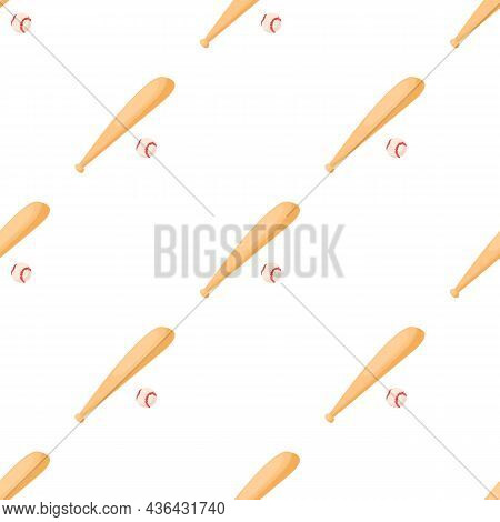 Baseball Bat And Ball Pattern Seamless Background Texture Repeat Wallpaper Geometric Vector