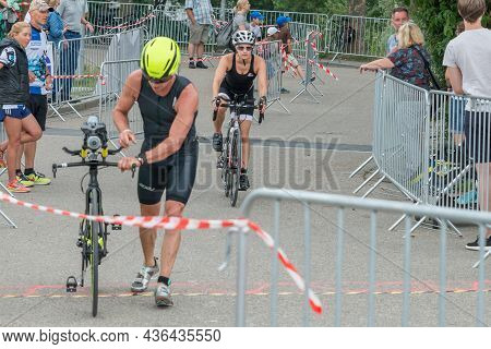 Regensburg, Bavaria, Germany, August 06, 2017, 28th Regensburg Triathlon 2017, Downswing Of A Bike R