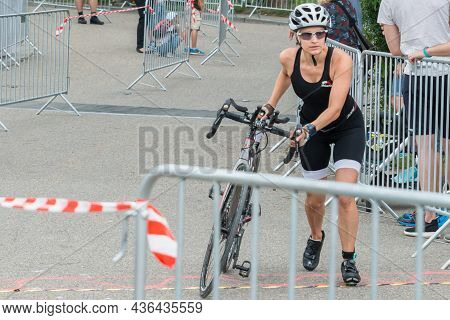 Regensburg, Bavaria, Germany, August 06, 2017, 28th Regensburg Triathlon 2017, Downswing Of A Bike R