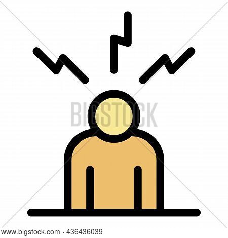 Man Depression Icon. Outline Man Depression Vector Icon Color Flat Isolated