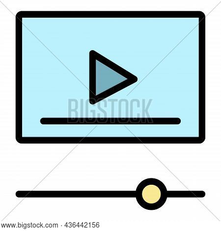 Video Maker Editor Icon. Outline Video Maker Editor Vector Icon Color Flat Isolated