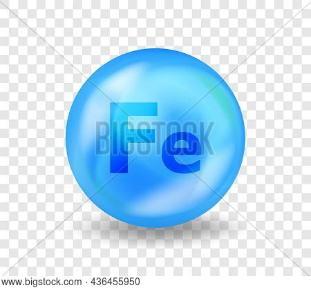 Mineral Fe Ferrum. Medicine Drug Nutrition Advertising. Vitamin Complex Illustration Concept.