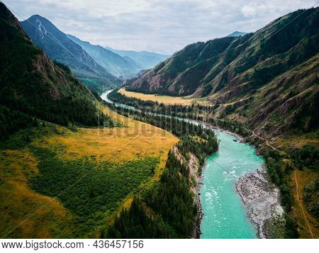 The Confluence Of Mountain Rivers - Argut And Katun.gorny Altai Russia.