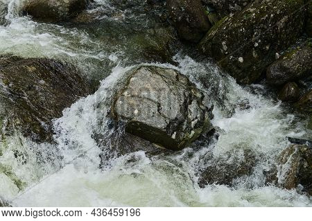 Estyube Waterfall At Lake Teletskoye In The Altai Mountains.