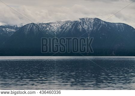 Beautiful Panoramic View At Kucherla Mountain Lake And Mountain Range. Belukha National Park, Altai 