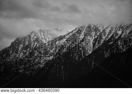 Beautiful Panoramic View At Kucherla Mountain Lake And Mountain Range. Belukha National Park, Altai 