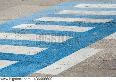 Zebra Crossing On A Street In The Town Of Krk In Croatia