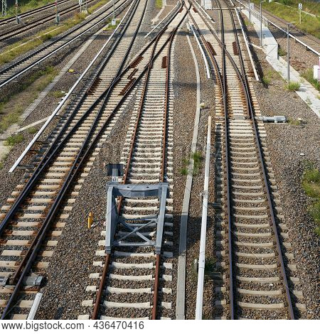 Railroad Tracks Under The Warschauer Bridge In The Center Of Berlin