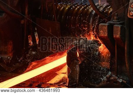 The Rolling Mill In Operation. Manufacturing Of Hot Rolled Steel.