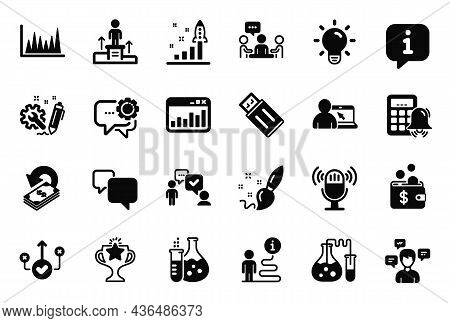 Vector Set Of Education Icons Related To Cashback, Employees Messenger And Calculator Alarm Icons. P