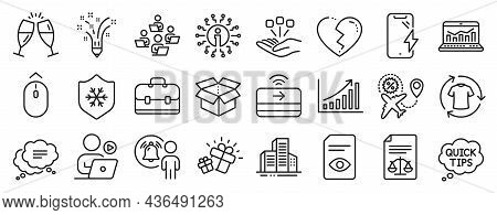 Set Of Business Icons, Such As Teamwork, Broken Heart, Change Clothes Icons. Quick Tips, Gift, Legal