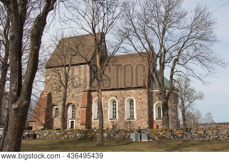 Sweden, Uppsala - April 19 2019: Exterior View Of Gamla Uppsala Church On April 19 2019 In Uppsala, 
