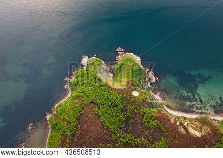 View From A Drone Vertically Down On The Rocks Of Cape Kuzmin