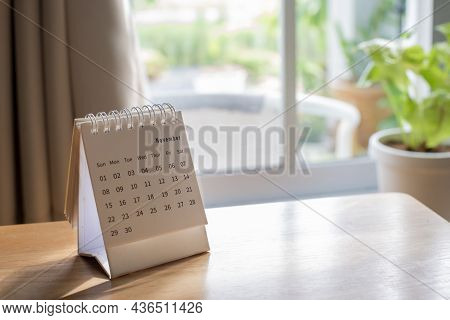 2022 Calendar Desk Place On Table. Desktop Calender For Planner To Plan Agenda, Timetable, Appointme