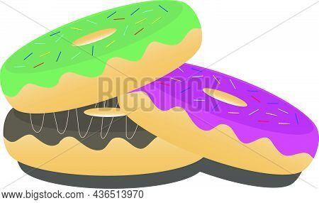 Colorful Doughnuts Piled Up Vector Image Illustration