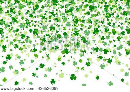 Shamrock Or Green Clover Leaves Pattern Background Flat Design Vector Illustration Isolated On White