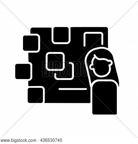 Derealization Black Glyph Icon. Symptom Of Panic Attack. Depersonalization And Detachment. Mental Di