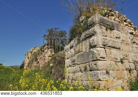 The Outer Walls Of The Ruins Of Crusader Fortress Chateau Neuf - Metsudat Hunin Is Located At The En