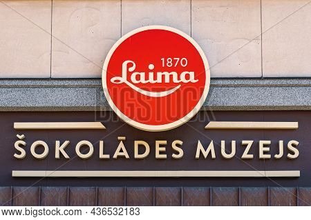 Riga, Latvia - September 19 2021: Laima Chocolate Museum In Riga, Latvia With Vintage Logo