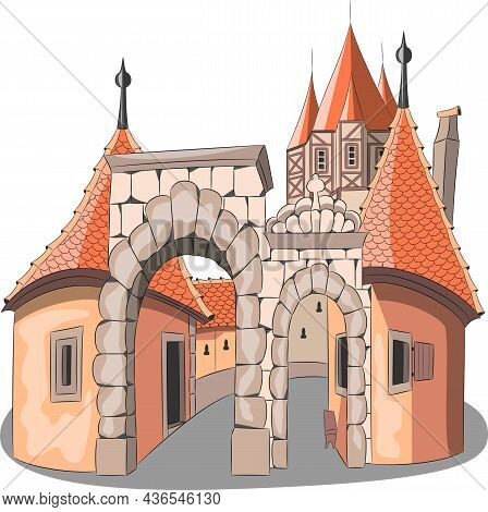 Rothenburg Ob Der Tauber. Ancient Famous Stone Roeder Gate.