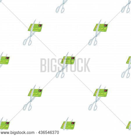 Scissors Cutting Credit Card Pattern Seamless Background Texture Repeat Wallpaper Geometric Vector