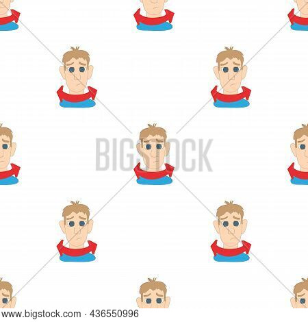 Man Saying No With His Head Pattern Seamless Background Texture Repeat Wallpaper Geometric Vector