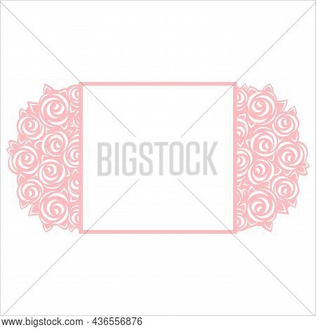 Rose Pattern In Semicircle Card. Svg For Crafters. Border With Rose Flowers