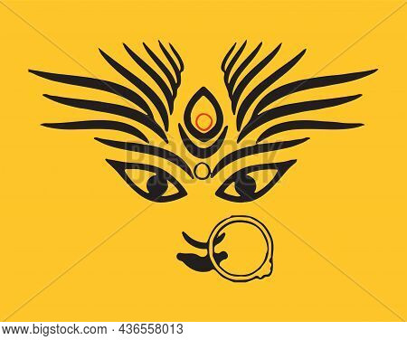 Sketch Powerful Hindu Goddess Durga Ma Or Kali Mata Outline And Silhouette Illustration With Trident