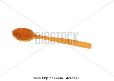 Cucchiaio di legno isolata On White