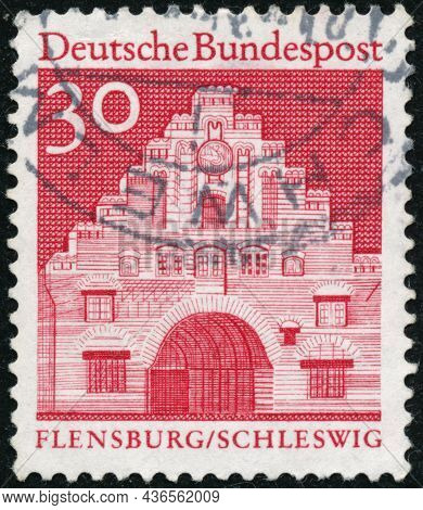 Vintage Stamp Printed In Germany Circa 1951 Shows Inscription And Hunting Horn