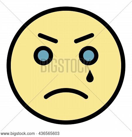 Crying Emoji Icon. Outline Crying Emoji Vector Icon Color Flat Isolated